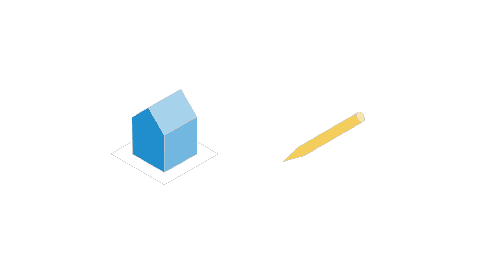 A diagram depicting a house icon and a pen icon.