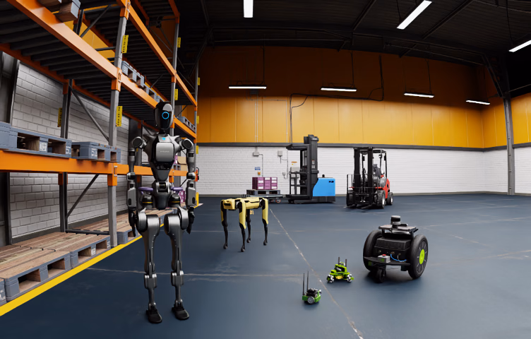 Robot lineup rendered through an OpenCV pinhole camera