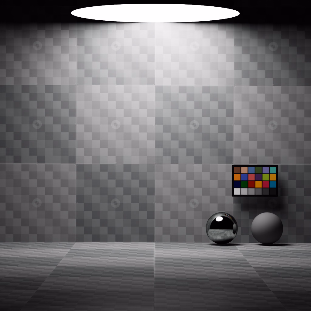 A test scene lit by a circular disk area light