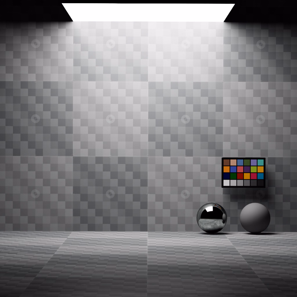 A test scene lit by a rectangular area light