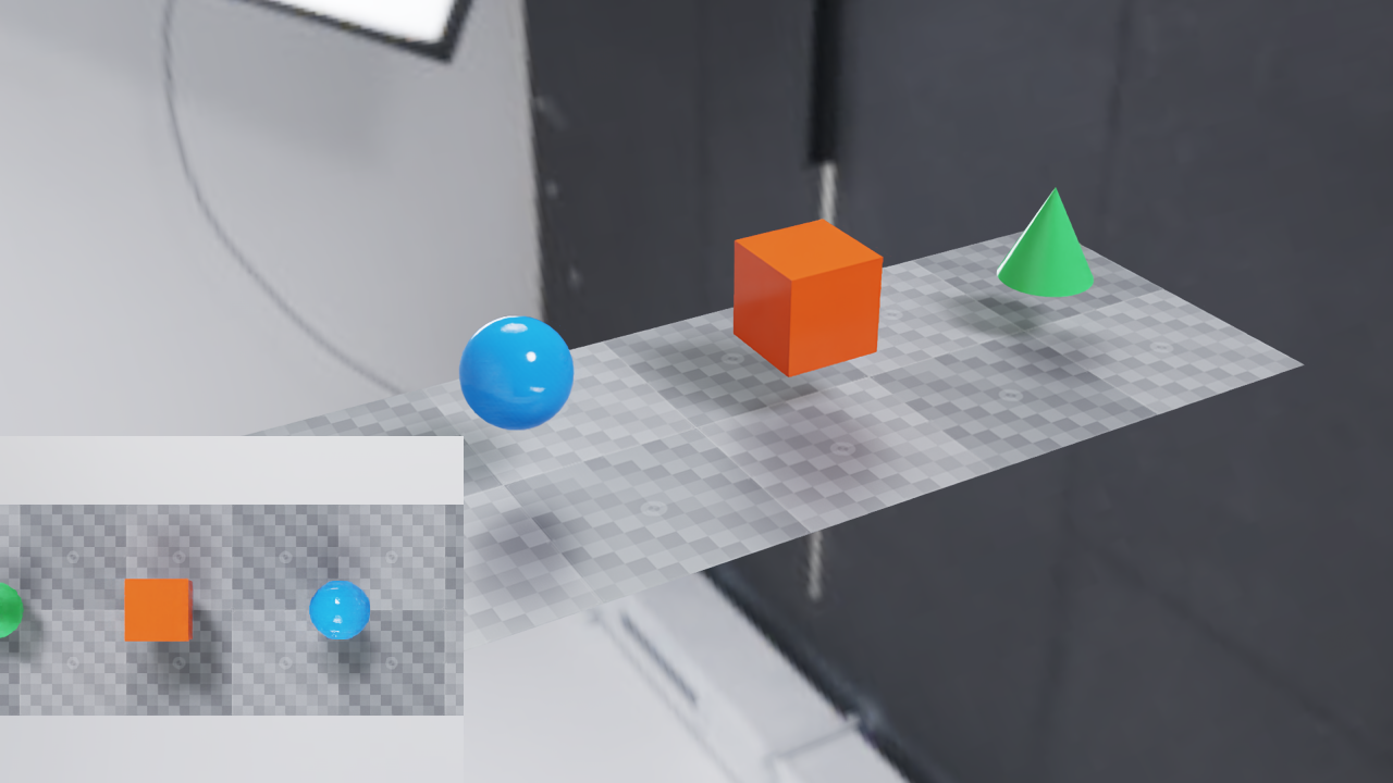 An interactive view of moving objects with a top-down sensor image in the lower-left corner